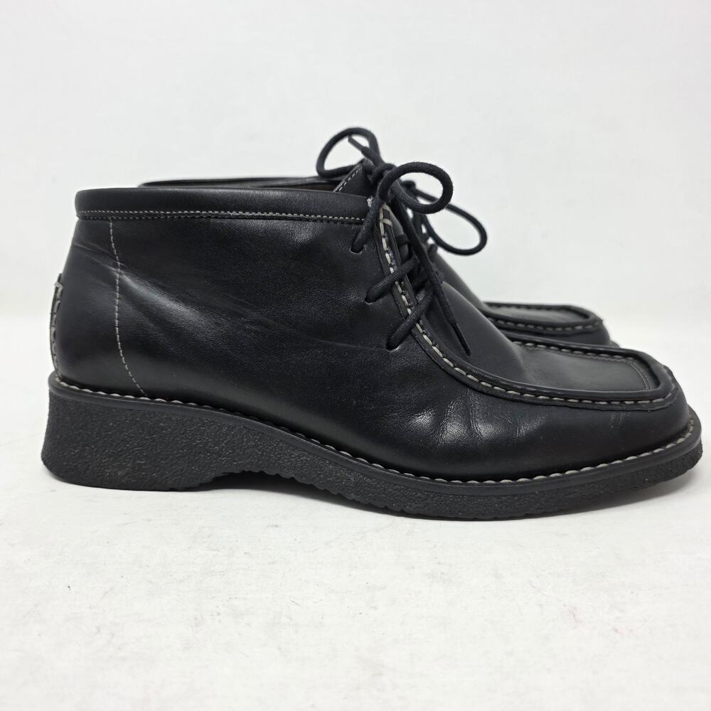 Vintage Bass Womens Toren / Wallabee / Chukka Boot Black Leather Size 8 M - Picture 4 of 12